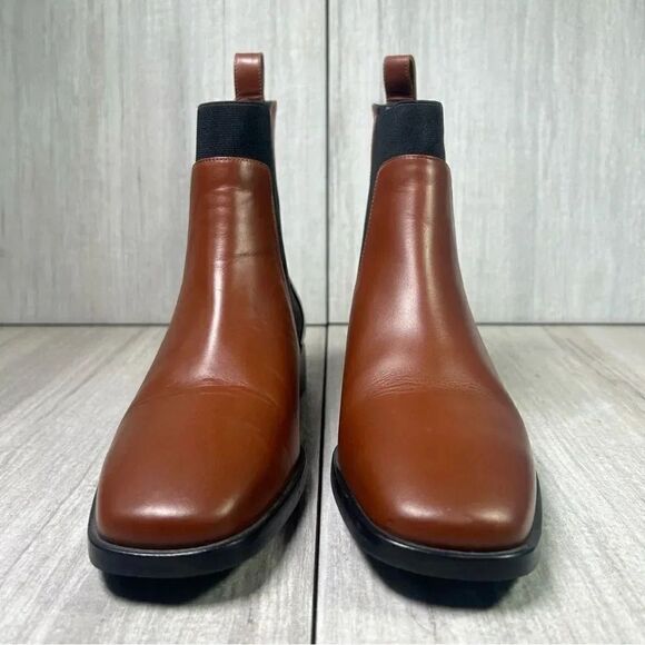 Everlane Chestnut Brown Square Toe Chelsea Boot Italian Leather Womens Size 5.5 - Picture 4 of 10